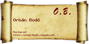 Orbán Bodó névjegykártya